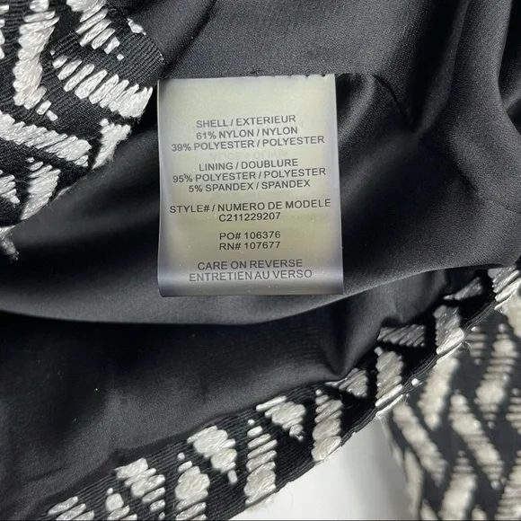 Alice + Olivia Black White Sahara Basket Weave Jacket Shoulder Pads XS - Picture 6 of 6